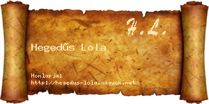 Hegedűs Lola névjegykártya
